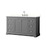 Wyndham Collection Avery 60" Free Standing Single Basin Vanity Set with Cabinet and Quartz Vanity Top Dark Gray / White Quartz Top / Polished Chrome Hardware