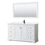 Wyndham Collection Avery 60" Free Standing Single Basin Vanity Set with Cabinet, Cultured Marble Vanity Top, and Framed Mirror White / Carrara Cultured Marble Top / Matte Black Hardware