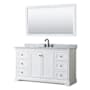 Wyndham Collection Avery 60" Free Standing Single Basin Vanity Set with Cabinet, Marble Vanity Top, and Framed Mirror White / White Carrara Marble Top / Matte Black Hardware
