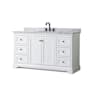 Wyndham Collection Avery 60" Free Standing Single Basin Vanity Set with Cabinet and Marble Vanity Top White / White Carrara Marble Top / Matte Black Hardware