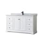 Wyndham Collection Avery 60" Free Standing Single Basin Vanity Set with Cabinet and Marble Vanity Top White / White Carrara Marble Top / Matte Black Hardware