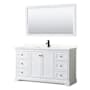 Wyndham Collection Avery 60" Free Standing Single Basin Vanity Set with Cabinet, Quartz Vanity Top, and Framed Mirror White / Giotto Quartz Top / Matte Black Hardware