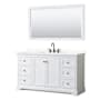 Wyndham Collection Avery 60" Free Standing Single Basin Vanity Set with Cabinet, Quartz Vanity Top, and Framed Mirror White / Giotto Quartz Top / Matte Black Hardware