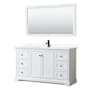 Wyndham Collection Avery 60" Free Standing Single Basin Vanity Set with Cabinet, Cultured Marble Vanity Top, and Framed Mirror White / White Cultured Marble Top / Matte Black Hardware
