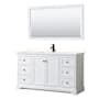 Wyndham Collection Avery 60" Free Standing Single Basin Vanity Set with Cabinet, Quartz Vanity Top, and Framed Mirror White / White Quartz Top / Matte Black Hardware