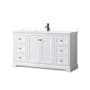 Wyndham Collection Avery 60" Free Standing Single Basin Vanity Set with Cabinet and Quartz Vanity Top White / White Quartz Top / Matte Black Hardware