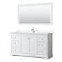 Wyndham Collection Avery 60" Free Standing Single Basin Vanity Set with Cabinet, Cultured Marble Vanity Top, and Framed Mirror White / Carrara Cultured Marble Top / Brushed Gold Hardware