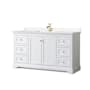 Wyndham Collection Avery 60" Free Standing Single Basin Vanity Set with Cabinet and Cultured Marble Vanity Top White / Carrara Cultured Marble Top / Brushed Gold Hardware