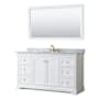 Wyndham Collection Avery 60" Free Standing Single Basin Vanity Set with Cabinet, Marble Vanity Top, and Framed Mirror White / White Carrara Marble Top / Brushed Gold Hardware