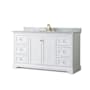 Wyndham Collection Avery 60" Free Standing Single Basin Vanity Set with Cabinet and Marble Vanity Top White / White Carrara Marble Top / Brushed Gold Hardware