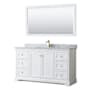 Wyndham Collection Avery 60" Free Standing Single Basin Vanity Set with Cabinet, Marble Vanity Top, and Framed Mirror White / White Carrara Marble Top / Brushed Gold Hardware