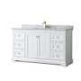 Wyndham Collection Avery 60" Free Standing Single Basin Vanity Set with Cabinet and Marble Vanity Top White / White Carrara Marble Top / Brushed Gold Hardware