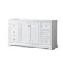 Wyndham Collection Avery 60" Single Free Standing Vanity Cabinet Only - Less Vanity Top White / Brushed Gold Hardware