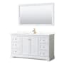 Wyndham Collection Avery 60" Free Standing Single Basin Vanity Set with Cabinet, Quartz Vanity Top, and Framed Mirror White / Giotto Quartz Top / Brushed Gold Hardware