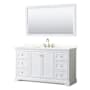 Wyndham Collection Avery 60" Free Standing Single Basin Vanity Set with Cabinet, Quartz Vanity Top, and Framed Mirror White / Giotto Quartz Top / Brushed Gold Hardware
