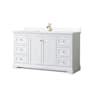 Wyndham Collection Avery 60" Free Standing Single Basin Vanity Set with Cabinet and Cultured Marble Vanity Top White / White Cultured Marble Top / Brushed Gold Hardware