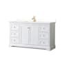 Wyndham Collection Avery 60" Free Standing Single Basin Vanity Set with Cabinet and Quartz Vanity Top White / White Quartz Top / Brushed Gold Hardware