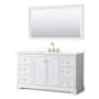 Wyndham Collection Avery 60" Free Standing Single Basin Vanity Set with Cabinet, Quartz Vanity Top, and Framed Mirror White / White Quartz Top / Brushed Gold Hardware