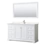 Wyndham Collection Avery 60" Free Standing Single Basin Vanity Set with Cabinet, Cultured Marble Vanity Top, and Framed Mirror White / Carrara Cultured Marble Top / Polished Chrome Hardware