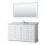 Wyndham Collection Avery 60" Free Standing Single Basin Vanity Set with Cabinet, Marble Vanity Top, and Framed Mirror White / White Carrara Marble Top / Polished Chrome Hardware