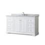 Wyndham Collection Avery 60" Free Standing Single Basin Vanity Set with Cabinet and Marble Vanity Top White / White Carrara Marble Top / Polished Chrome Hardware