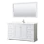 Wyndham Collection Avery 60" Free Standing Single Basin Vanity Set with Cabinet, Quartz Vanity Top, and Framed Mirror White / Giotto Quartz Top / Polished Chrome Hardware