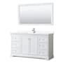 Wyndham Collection Avery 60" Free Standing Single Basin Vanity Set with Cabinet, Cultured Marble Vanity Top, and Framed Mirror White / White Cultured Marble Top / Polished Chrome Hardware