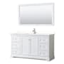 Wyndham Collection Avery 60" Free Standing Single Basin Vanity Set with Cabinet, Quartz Vanity Top, and Framed Mirror White / White Quartz Top / Polished Chrome Hardware