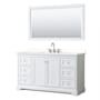 Wyndham Collection Avery 60" Free Standing Single Basin Vanity Set with Cabinet, Quartz Vanity Top, and Framed Mirror White / White Quartz Top / Polished Chrome Hardware