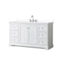 Wyndham Collection Avery 60" Free Standing Single Basin Vanity Set with Cabinet and Quartz Vanity Top White / White Quartz Top / Polished Chrome Hardware