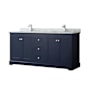 Wyndham Collection Avery 72" Free Standing Double Basin Vanity Set with Cabinet and Marble Vanity Top Dark Blue / Polished Chrome Hardware