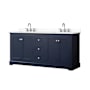 Wyndham Collection Avery 72" Free Standing Double Basin Vanity Set with Cabinet and Quartz Vanity Top Dark Blue / Giotto Quartz Top / Polished Chrome Hardware