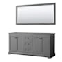 Wyndham Collection Avery 72" Double Free Standing Vanity Cabinet - Less Vanity Top Dark Gray / Matte Black Hardware