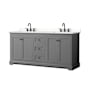 Wyndham Collection Avery 72" Free Standing Double Basin Vanity Set with Cabinet and Quartz Vanity Top Dark Gray / White Quartz Top / Matte Black Hardware