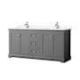 Wyndham Collection Avery 72" Free Standing Double Basin Vanity Set with Cabinet and Cultured Marble Vanity Top Dark Gray / Carrara Cultured Marble Top / Polished Chrome Hardware