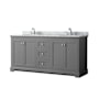 Wyndham Collection Avery 72" Free Standing Double Basin Vanity Set with Cabinet and Marble Vanity Top Dark Gray / White Carrara Marble Top / Polished Chrome Hardware