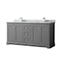 Wyndham Collection Avery 72" Free Standing Double Basin Vanity Set with Cabinet and Marble Vanity Top Dark Gray / White Carrara Marble Top / Polished Chrome Hardware