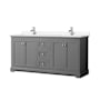 Wyndham Collection Avery 72" Free Standing Double Basin Vanity Set with Cabinet and Cultured Marble Vanity Top Dark Gray / White Cultured Marble Top / Polished Chrome Hardware