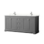 Wyndham Collection Avery 72" Free Standing Double Basin Vanity Set with Cabinet and Quartz Vanity Top Dark Gray / White Quartz Top / Polished Chrome Hardware