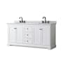 Wyndham Collection Avery 72" Free Standing Double Basin Vanity Set with Cabinet and Marble Vanity Top White / White Carrara Marble Top / Matte Black Hardware