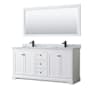 Wyndham Collection Avery 72" Free Standing Double Basin Vanity Set with Cabinet, Marble Vanity Top, and Framed Mirror White / White Carrara Marble Top / Matte Black Hardware