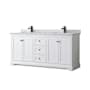 Wyndham Collection Avery 72" Free Standing Double Basin Vanity Set with Cabinet and Marble Vanity Top White / White Carrara Marble Top / Matte Black Hardware