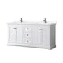 Wyndham Collection Avery 72" Free Standing Double Basin Vanity Set with Cabinet and Cultured Marble Vanity Top White / White Cultured Marble Top / Matte Black Hardware
