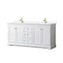 Wyndham Collection Avery 72" Free Standing Double Basin Vanity Set with Cabinet and Cultured Marble Vanity Top White / Carrara Cultured Marble Top / Brushed Gold Hardware