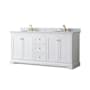 Wyndham Collection Avery 72" Free Standing Double Basin Vanity Set with Cabinet and Marble Vanity Top White / White Carrara Marble Top / Brushed Gold Hardware
