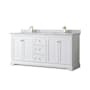 Wyndham Collection Avery 72" Free Standing Double Basin Vanity Set with Cabinet and Marble Vanity Top White / White Carrara Marble Top / Brushed Gold Hardware