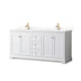 Wyndham Collection Avery 72" Free Standing Double Basin Vanity Set with Cabinet and Quartz Vanity Top White / Giotto Quartz Top / Brushed Gold Hardware