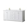 Wyndham Collection Avery 72" Free Standing Double Basin Vanity Set with Cabinet and Cultured Marble Vanity Top White / White Cultured Marble Top / Brushed Gold Hardware