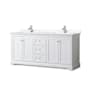 Wyndham Collection Avery 72" Free Standing Double Basin Vanity Set with Cabinet and Cultured Marble Vanity Top White / Carrara Cultured Marble Top / Polished Chrome Hardware