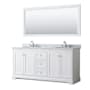 Wyndham Collection Avery 72" Free Standing Double Basin Vanity Set with Cabinet, Marble Vanity Top, and Framed Mirror White / White Carrara Marble Top / Polished Chrome Hardware